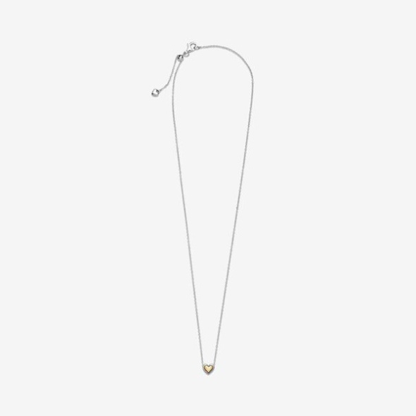 Domed Golden Heart Collier Necklace Pandora CA