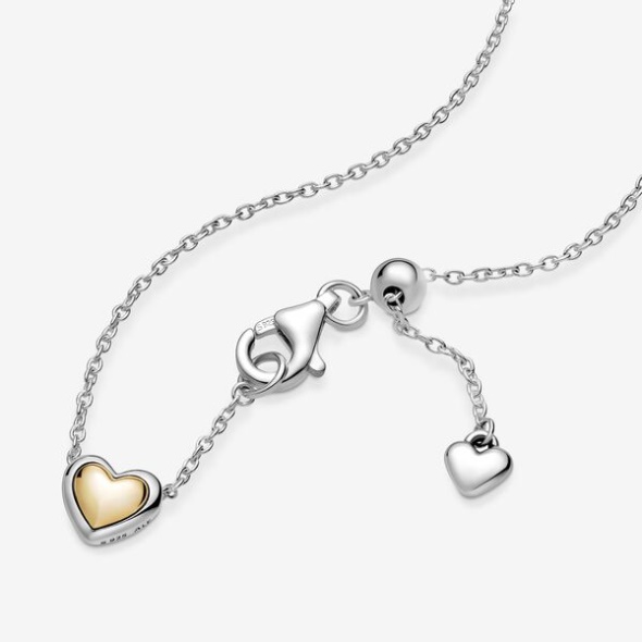 Domed Golden Heart Collier Necklace Pandora CA