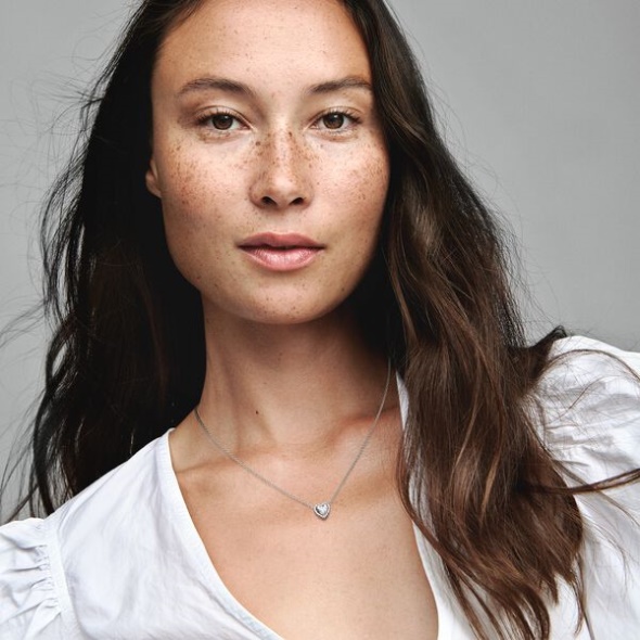 Elevated Heart Necklace Pandora CA Sterling Silver