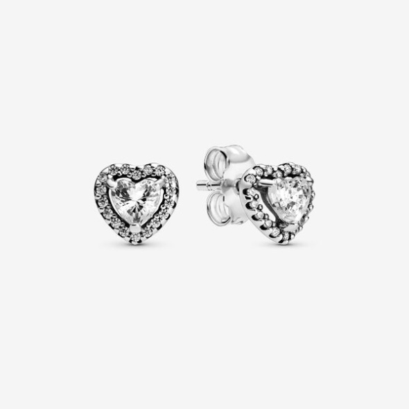 Elevated Heart Stud Earrings Pandora CA Sterling Silver