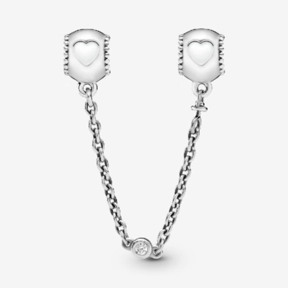 Embossed Hearts Safety Chain Charm Pandora CA