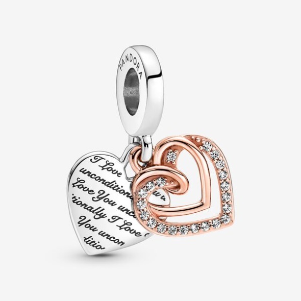 Entwined Hearts Double Dangle Charm Pandora CA