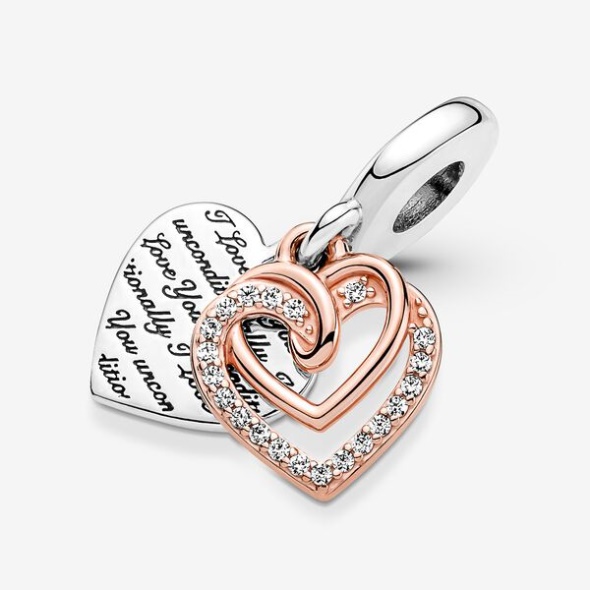 Entwined Hearts Double Dangle Charm Pandora CA
