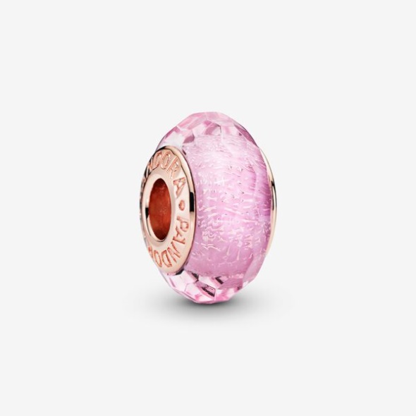 Faceted Pink Murano Glass Charm Pandora CA