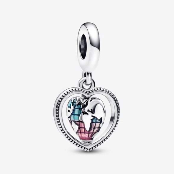 Family Spinning Heart Globe Dangle Charm Pandora CA