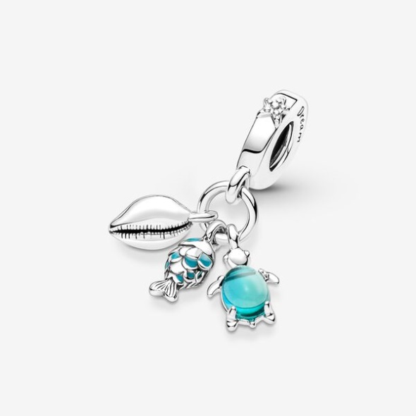 Fish Sea Turtle Conch Triple Dangle Charm Pandora CA