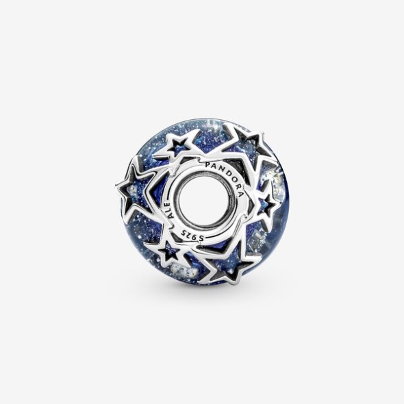 Galaxy Blue Star Murano Charm Pandora CA