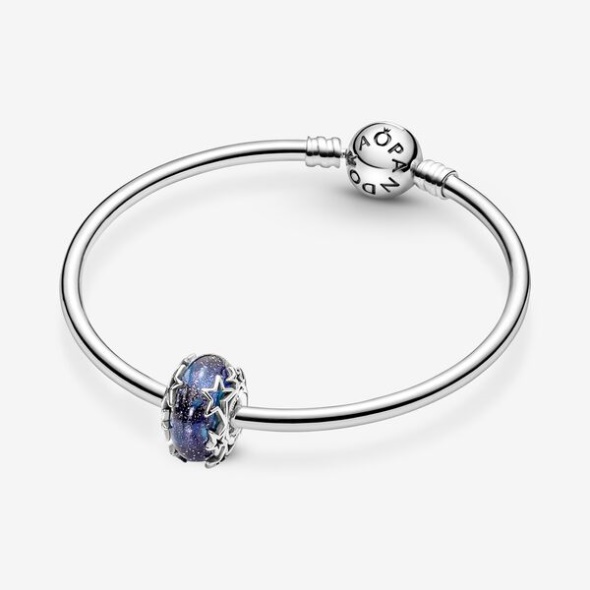 Galaxy Blue Star Murano Charm Pandora CA