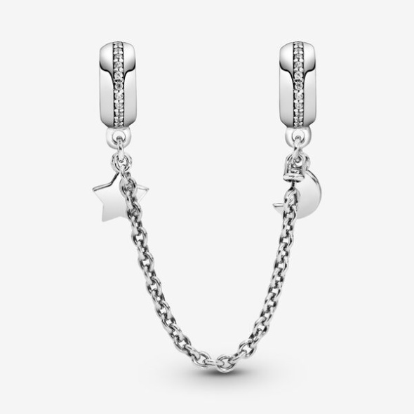 Half Moon And Star Safety Chain Charm Pandora CA