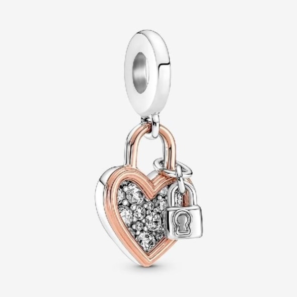 Heart Padlock Double Dangle Charms Pandora CA