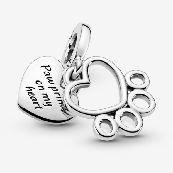 Hearts Paw Print Dangle Charm Pandora CA