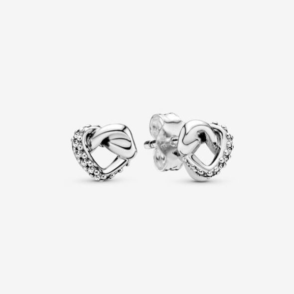 Knotted Heart Stud Earrings Pandora CA