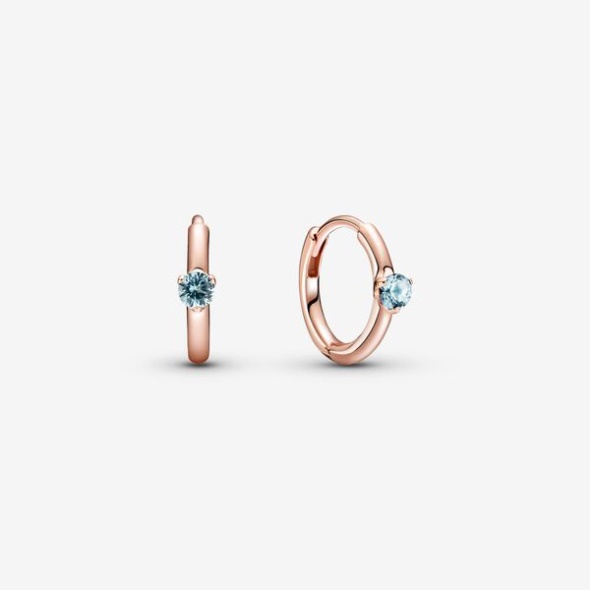 Light Blue Solitaire Huggie Hoop Earrings Pandora CA