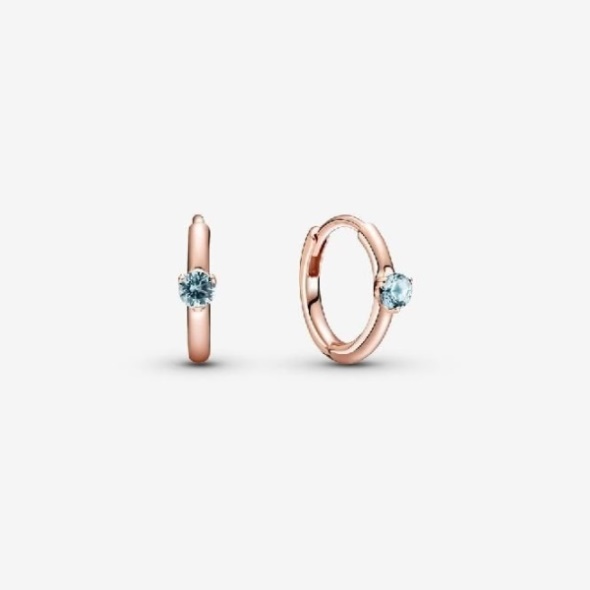 Light Blue Solitaire Huggie Hoop Earrings Pandora CA