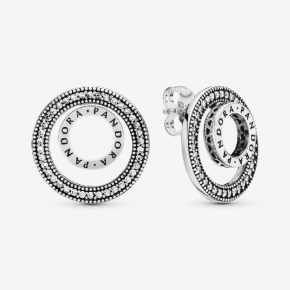 Logo Circle Stud Earrings Pandora CA