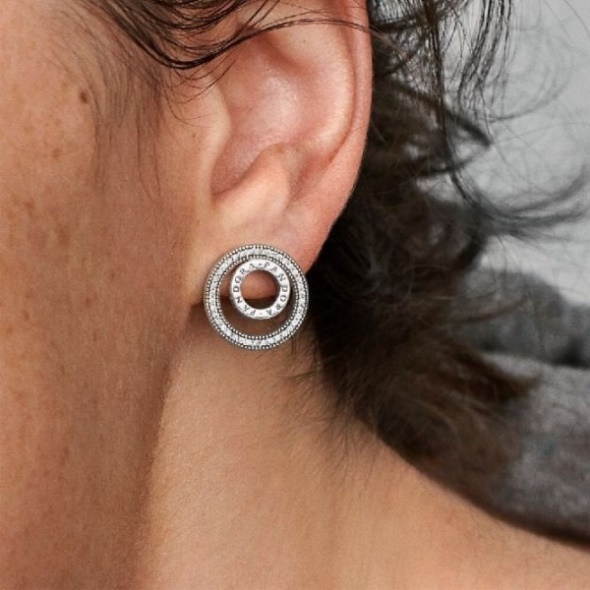 Logo Circle Stud Earrings Pandora CA