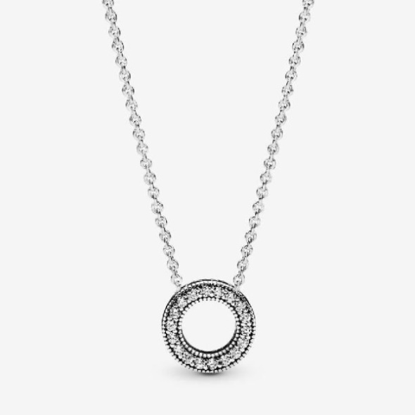 Logo Pave Circle Collier Necklace Pandora CA