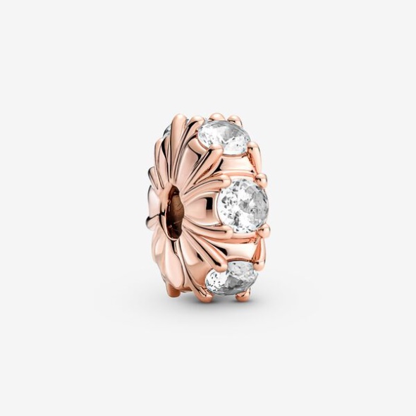 Long Pronged Sparkling Clip Charm Pandora CA Rose Gold Plated