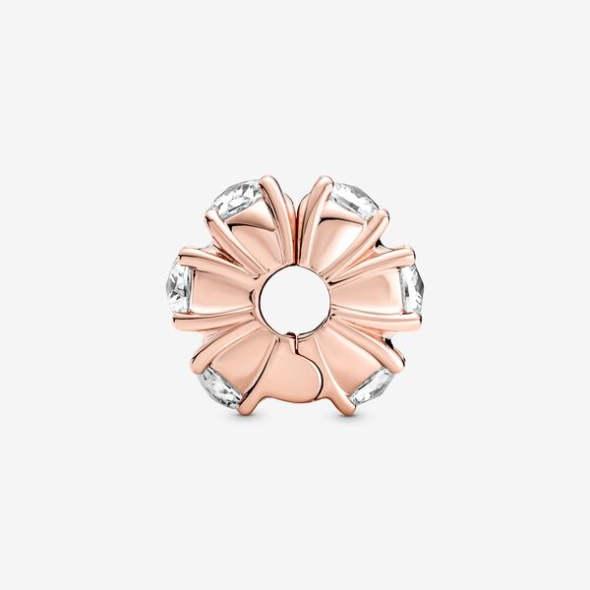 Long Pronged Sparkling Clip Charm Pandora CA Rose Gold Plated