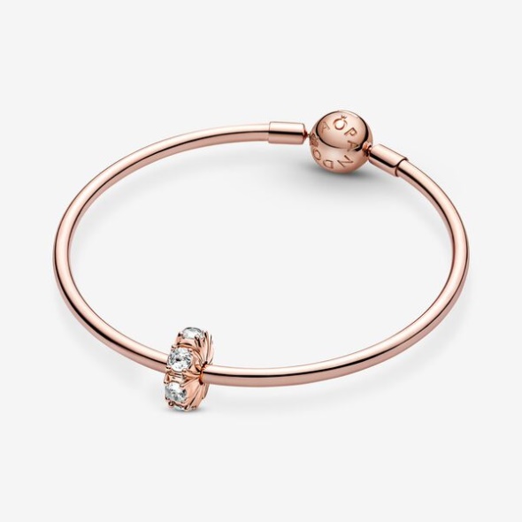 Long Pronged Sparkling Clip Charm Pandora CA Rose Gold Plated
