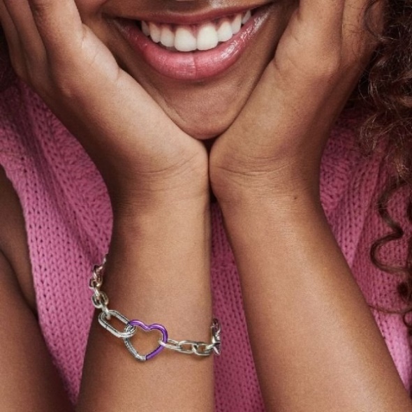 ME Bright Purple Styling Heart Connector Pandora CA