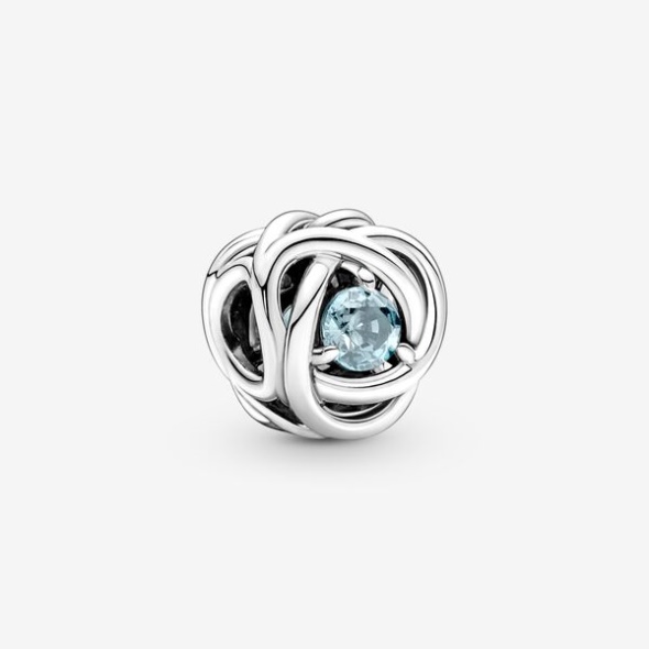 March Sea Aqua Blue Eternity Circle Charm Pandora CA