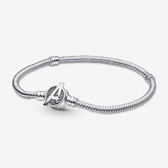 Marvel The Avengers Logo Pandora CA Clasp Snake Chain Bracelet
