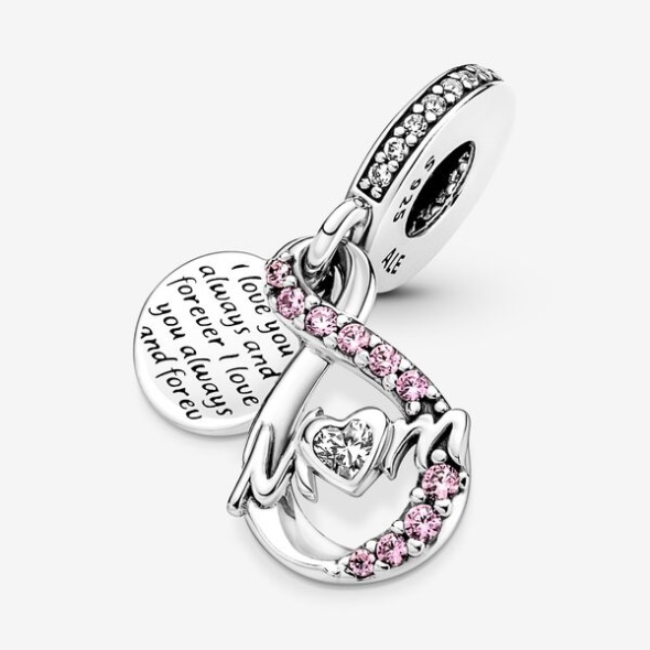 Mom Infinity Pave Double Dangle Charm Pandora CA