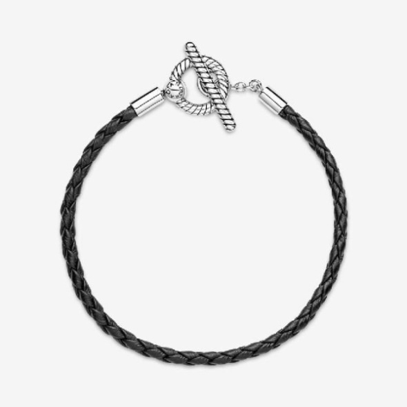 Moments Braided Brand Pandora CA Leather T-Bar Bracelet