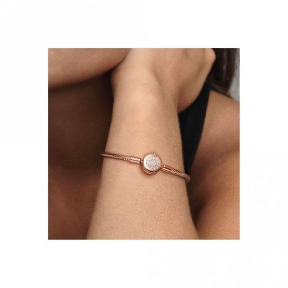 Moments Brand Pandora CA Rose Sparkling Crown O Snake Chain Bracelet
