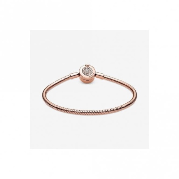 Moments Brand Pandora CA Rose Sparkling Crown O Snake Chain Bracelet