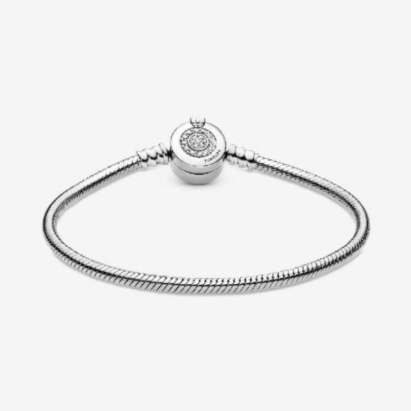 Moments Brand Pandora CA Sparkling Crown O Snake Chain Bracelet