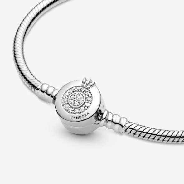 Moments Brand Pandora CA Sparkling Crown O Snake Chain Bracelet