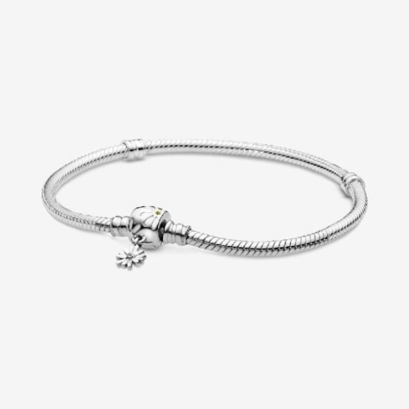 Moments Daisy Flower Clasp Snake Chain Bracelet Pandora CA