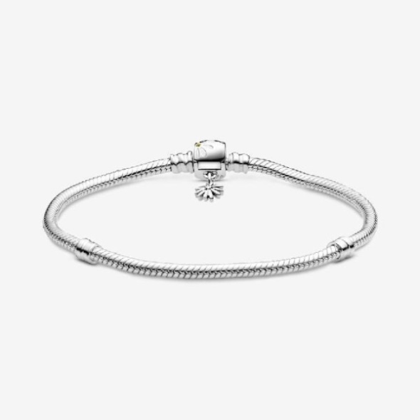 Moments Daisy Flower Clasp Snake Chain Bracelet Pandora CA