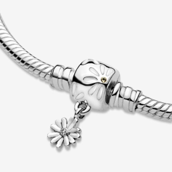 Moments Daisy Flower Clasp Snake Chain Bracelet Pandora CA