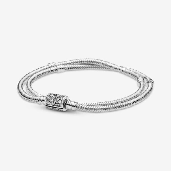 Moments Double Pandora CA Wrap Barrel Clasp Snake Chain Bracelet  Choker