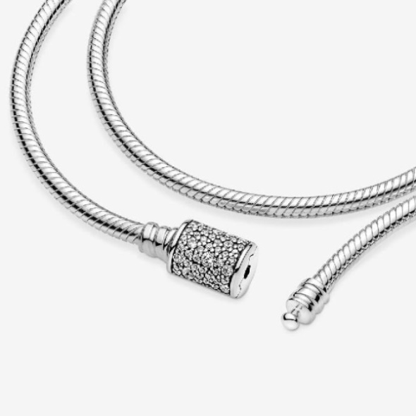 Moments Double Wrap Barrel Pandora CA Clasp Snake Chain Bracelet  Choker