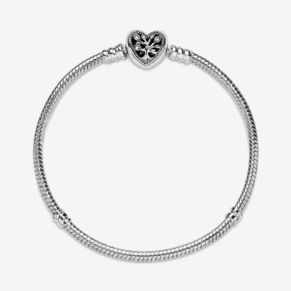 Moments Family Brand Pandora CA Tree Heart Clasp Snake Chain Bracelet