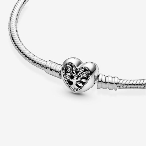 Moments Family Pandora CA Tree Heart Pandora CA Clasp Snake Chain Bracelet