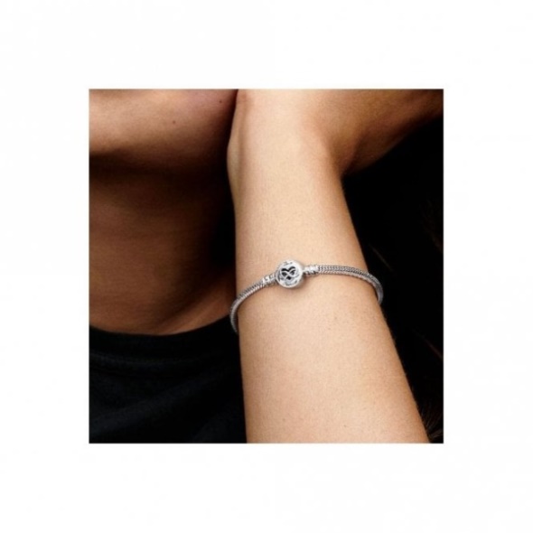 Moments Heart Infinity Clasp Snake Chain Bracelet Pandora CA