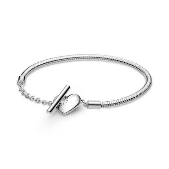 Moments Heart T-Bar Snake Chain Bracelet Brand Pandora CA