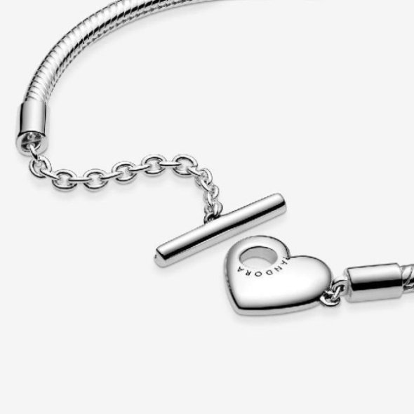 Moments Pandora CA Heart T-Bar Snake Chain Bracelet