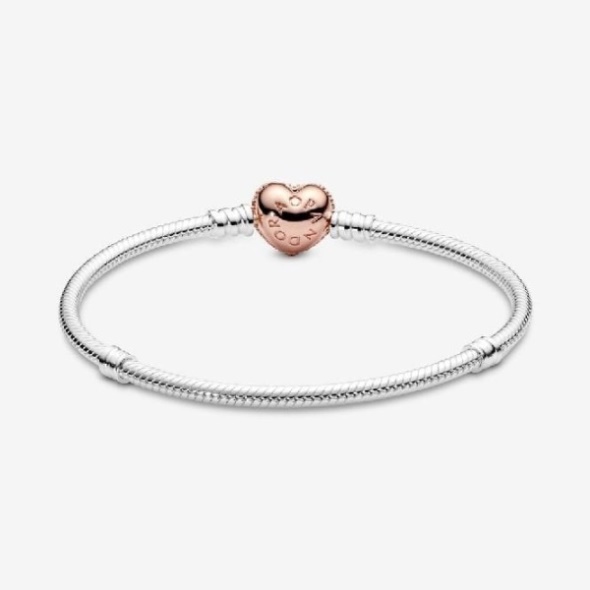 Moments Pave Heart Clasp Snake Chain Bracelet Pandora CA