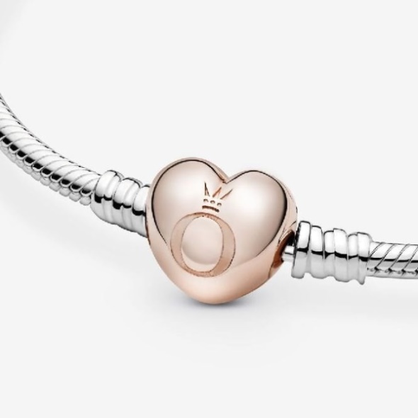 Moments Rose Heart Clasp Snake Chain Bracelet Pandora CA