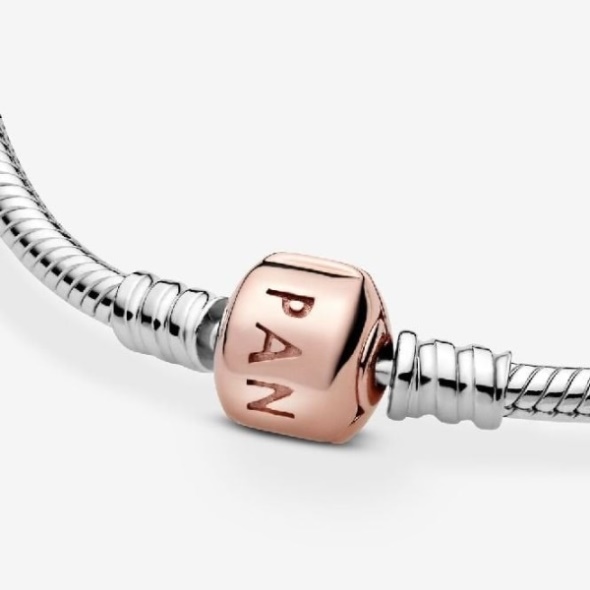 Moments Snake Chain Bracelet with Rose Clasp Pandora CA