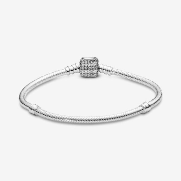 Moments Sparkling Pave Clasp Snake Chain Pandora CA Brand Bracelet