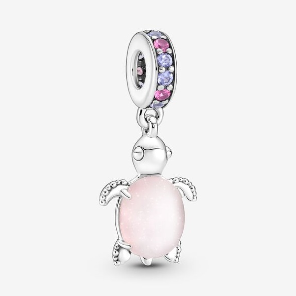Murano Glass Pink Sea Turtle Dangle Charm Pandora CA