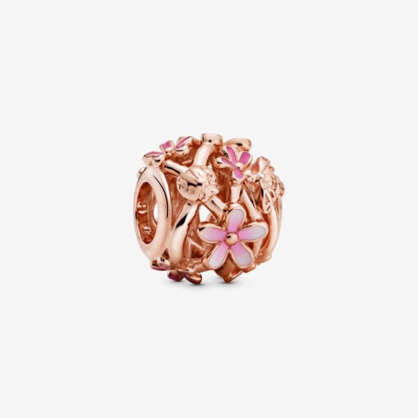 Openwork Pink Daisy Flower Charm Pandora CA
