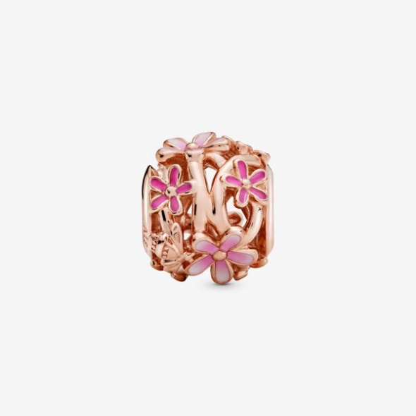 Openwork Pink Daisy Flower Charm Pandora CA